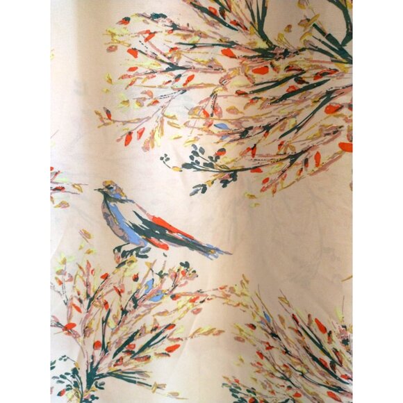 Democracy Women's Blouse Sheer Floral Bird Print Drop Shoulder Relaxed Top - 2X - Picture 8 of 8